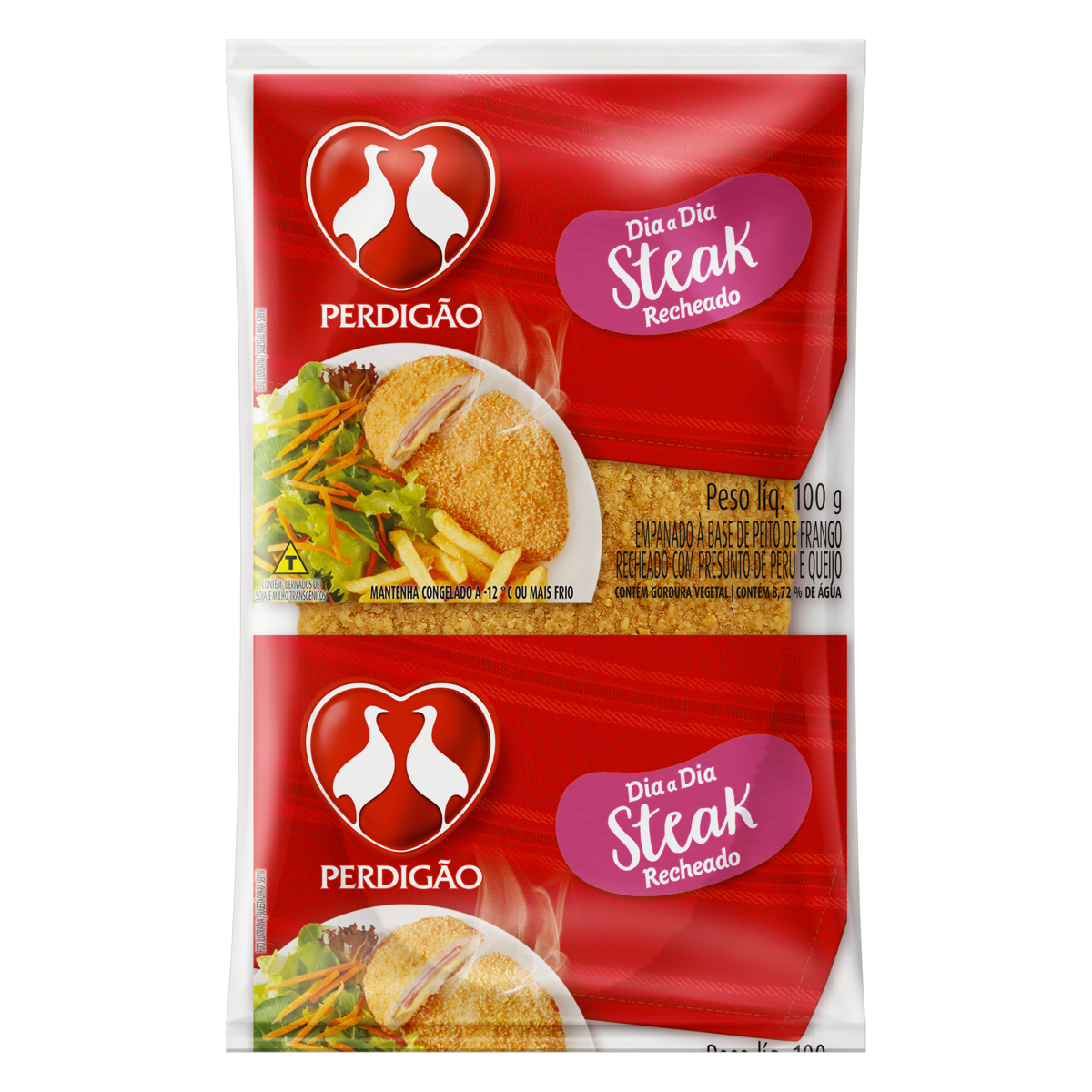 imagem de STEAK DE FRANGO PERDIGAO UN 100G  RECHEIO PRESUNTO DE PERU E QUEIJO
